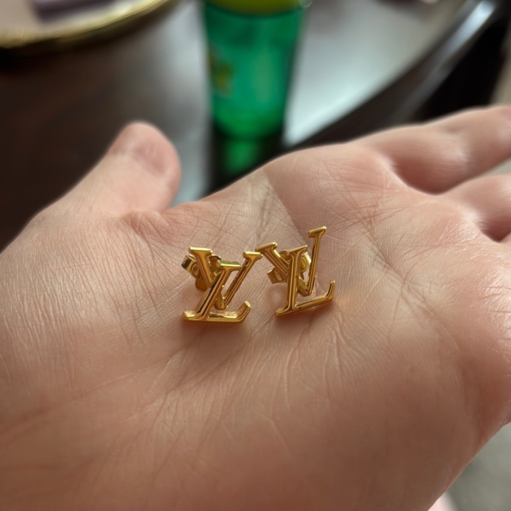Louis Vuitton Gold Logo Earrings
